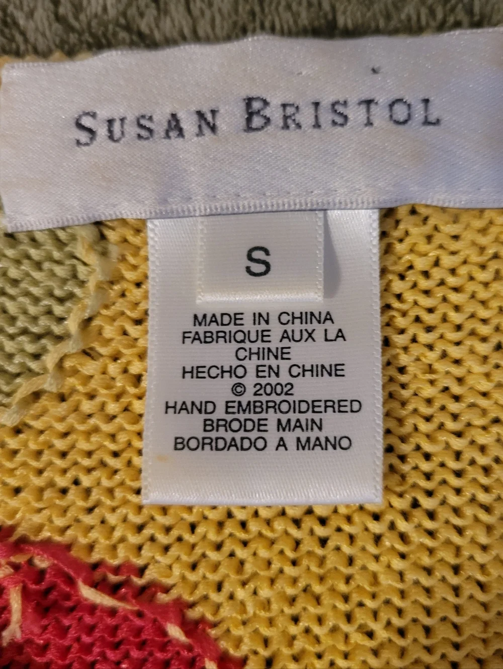 Susan Bristol Yellow Floral Short-Sleeve Crewneck Sweater